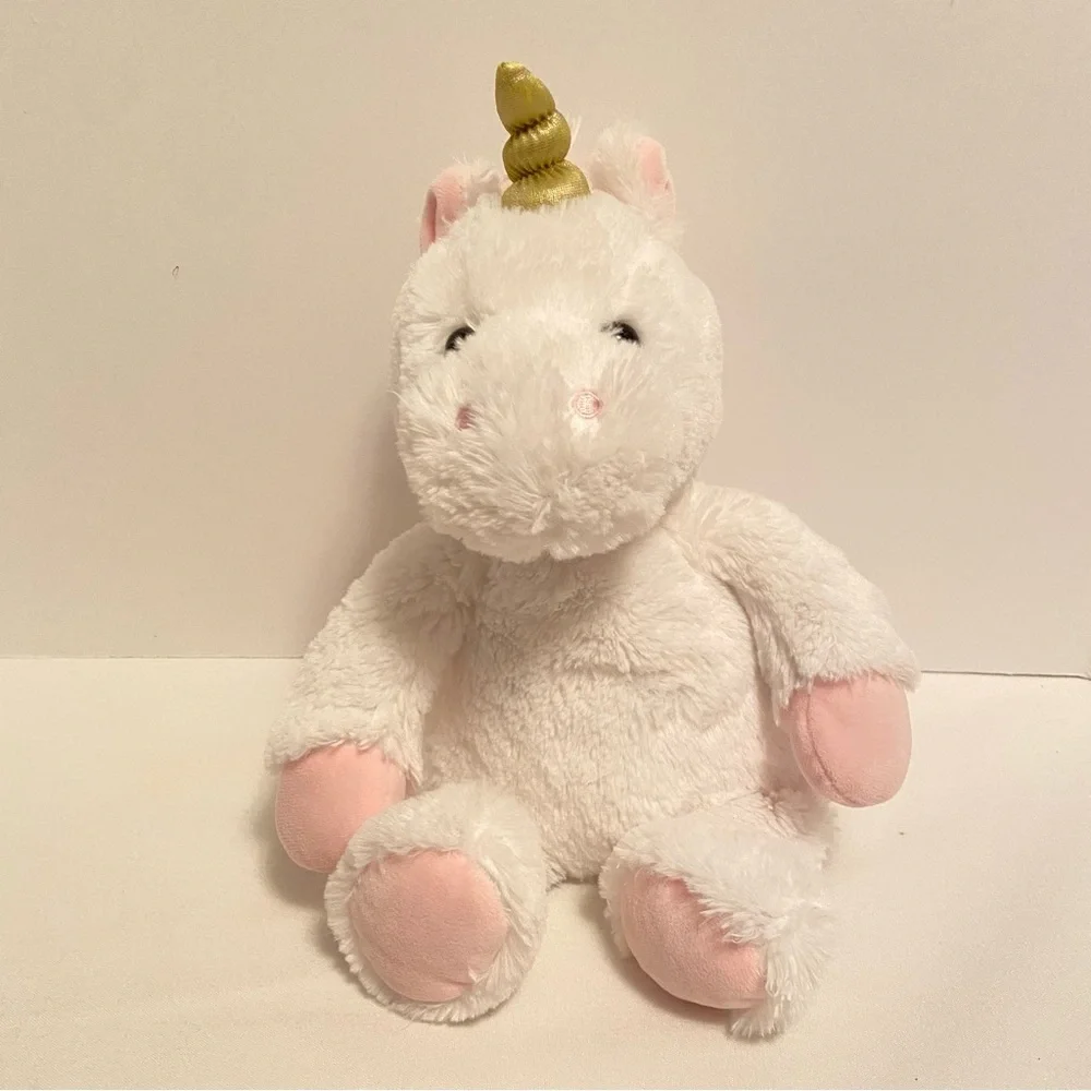 Unicorn Plush White With Gold Horn Stuffed Animal Toy